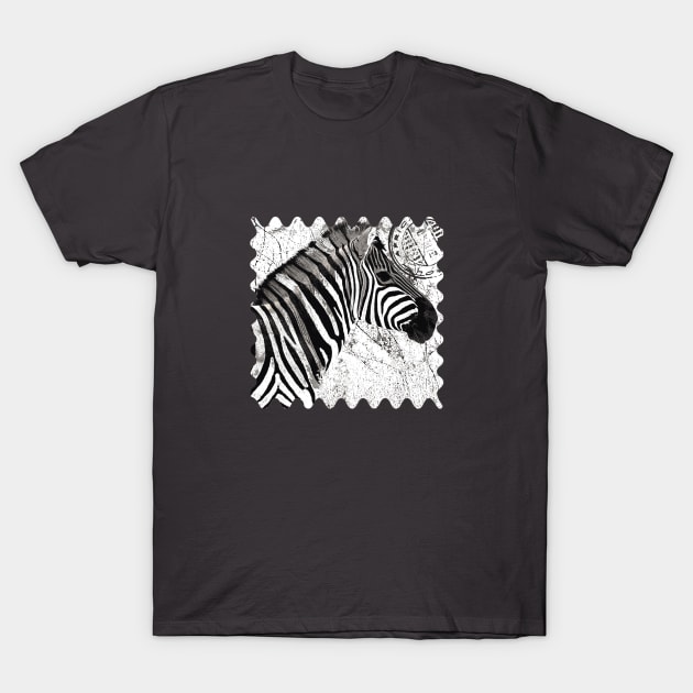 Zebra on a stamp T-Shirt by Againstallodds68